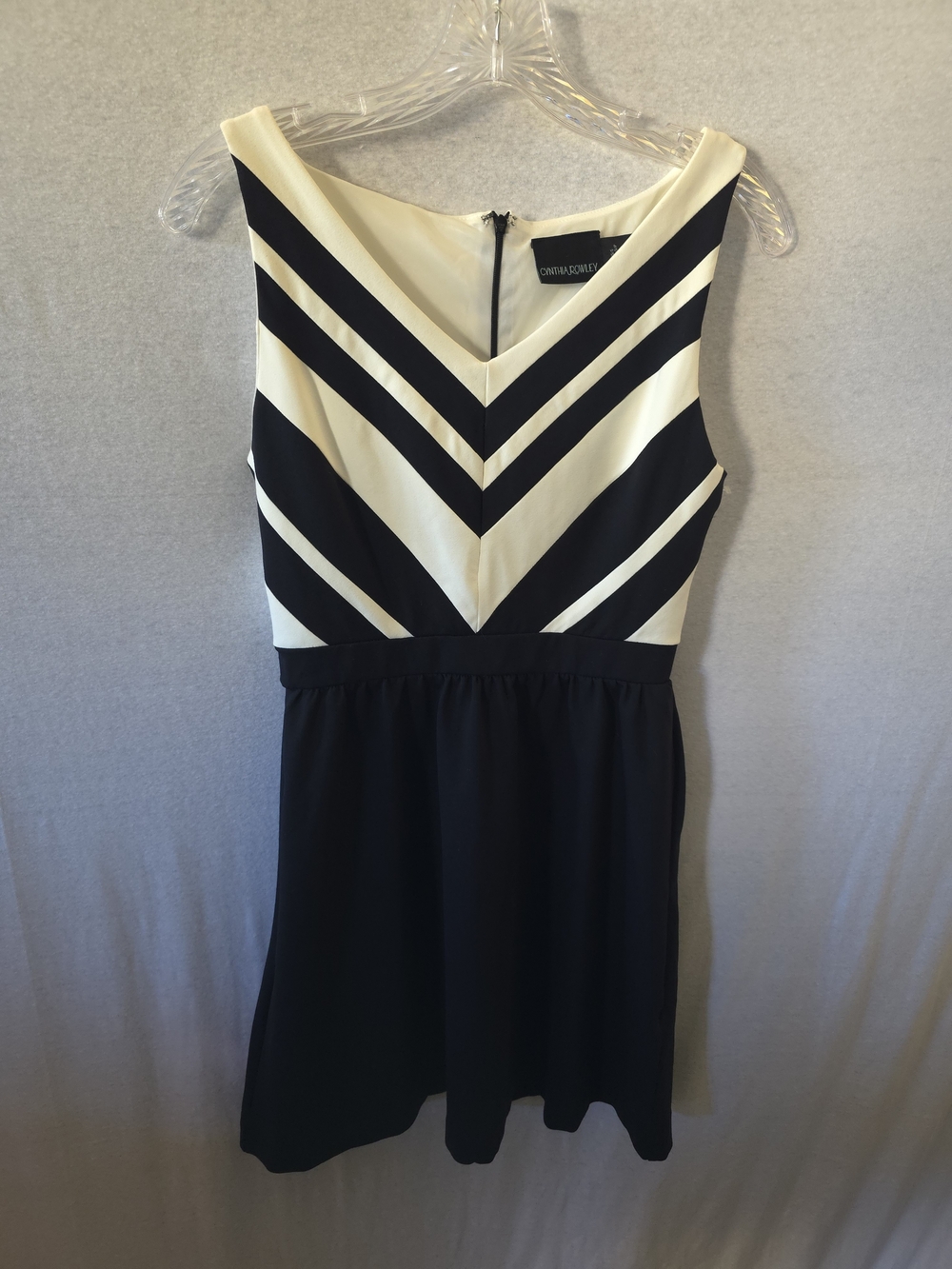 Cynthia Rowley Black and Ivory Chevron Mini Dress